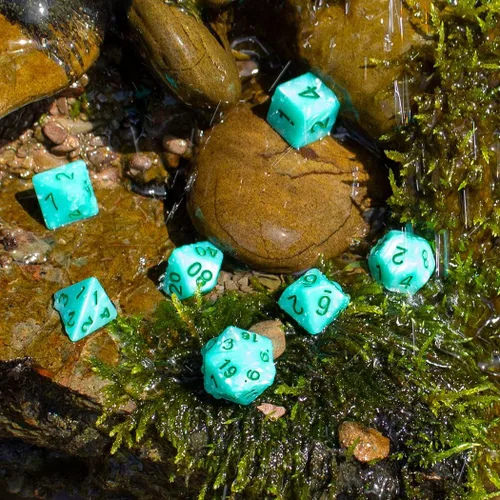 Miniatura 3 de Dados RPG de perlas turquesas - Juego completo poliédrico - 'Aqua