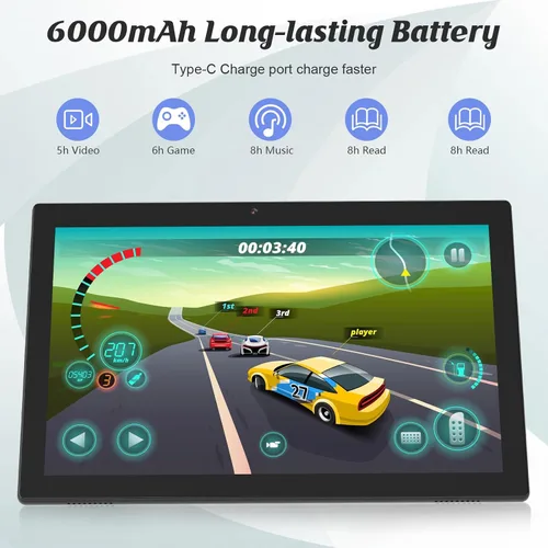 Miniatura 7 de Tablet Android 15, 10 pulgadas 8 GB RAM+64 GB ROM+1 TB Expand, procesador de cuatro núcleos de 1.8 GHz, tabletas 2 en 1