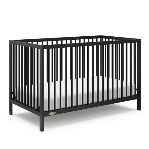 Graco Teddi Cuna convertible 5 en 1 (negro) – Certificado GREENGUARD Gold, se convierte en sofá cama, cama infantil y individual con cabecera y