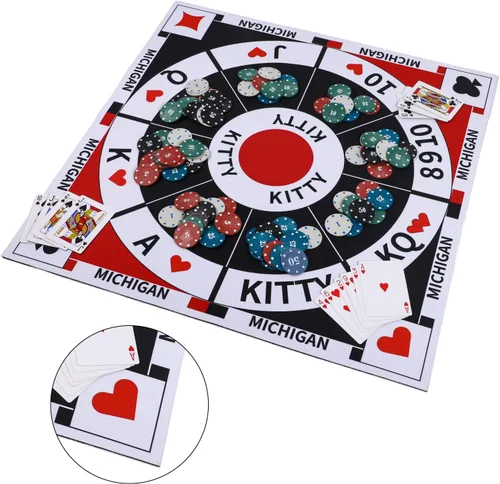Miniatura 6 de Michigan Rummy Juego de mesa Tripoley Juego de fieltro plegable Familia Combinación original de Joker Rummy, corazones y póker incluye 2 barajas