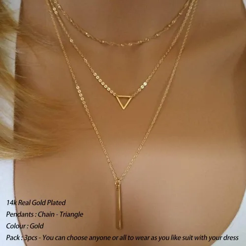 Miniatura 2 de Turandoss - Collares chapados en oro de 14 quilates para mujer, hechos a mano con múltiples capas de perlas de barra, moneda de disco, luna