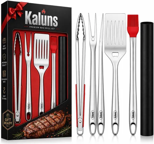 Miniatura 12 de Kaluns Accesorios para Barbacoa, Regalos para Papá para Navidad, Regalos para Barbacoa, Juego de Herramientas para Barbacoa de Acero Inoxidable