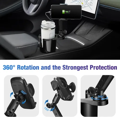 Miniatura 3 de This Hill Soporte para Tazas con Cargador de Teléfono, Carga Rápida de 15W con Sujeción Automática, Soporte de Teléfono para Cargador de Portavasos