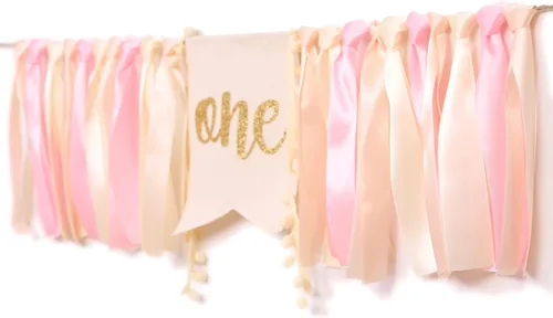 Miniatura 5 de WAOUH Cartel para silla de bebé niña, pancarta rosa para decoración de primer cumpleaños, accesorio para fotos de pastel, letrero de cumpleaños