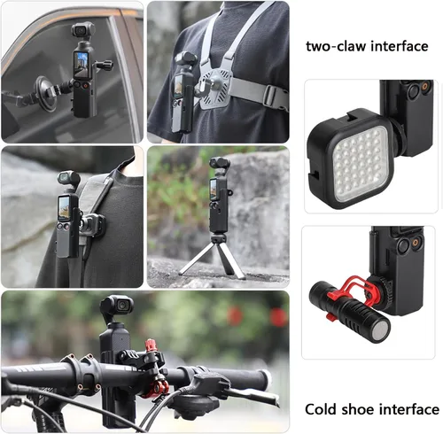 Miniatura 3 de Adaptador de extensión de cámara para DJI Osmo Pocket 4/3, jaula protectora para zapata fría, soporte de montaje en trípode, soporte para mochila