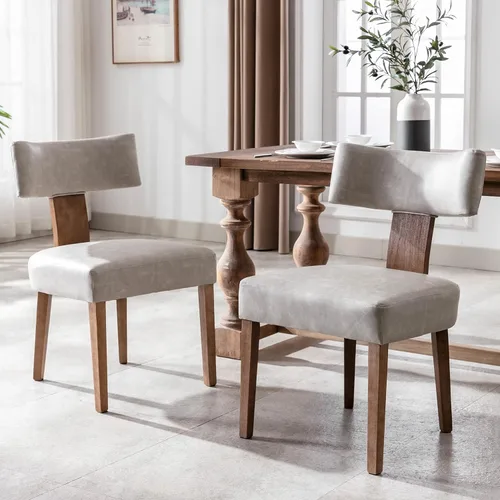 Miniatura 7 de RIVOVA Juego de 4 sillas de comedor modernas de mediados de siglo, tapizadas de piel sintética, sillas Parson modernas sin brazos de cocina, sillas