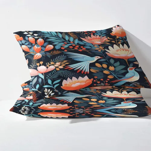 Miniatura 3 de Juego de sábanas de 3 piezas con diseño de pájaros y fundas de almohada, tamaño individual, sábanas y fundas de almohada con estampado de flores