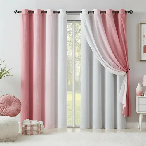 Miniatura 17 de Cortinas Completamente Opacas Azul Degradado de 63 pulgadas de Largo para Sala de Estar y Dormitorio, Cortinas con Aislamiento Térmico para Navidad