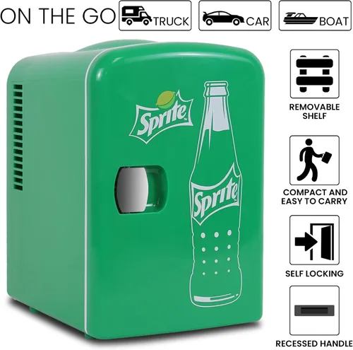 Miniatura 4 de Sprite Mini Nevera - Refrigerador para Dormitorio Oficina Enfriador Portátil de Bebidas, 12V 110V Para Bebidas, Refrescos, Vinos, Uso en Carro