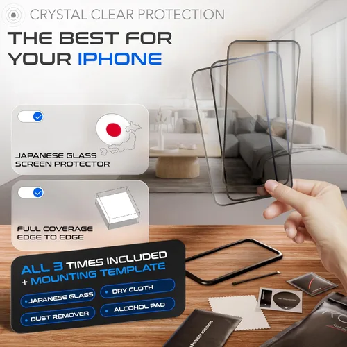 Miniatura 2 de ROXX NEO - Protector de pantalla japonés 9H 3D (paquete de 3) Cobertura de pantalla completa Para iPhone 16 Plus Más duro Más claro