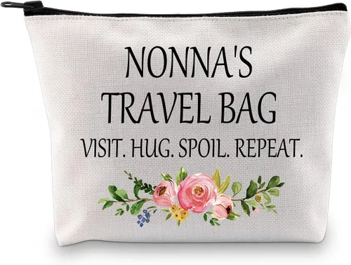 Miniatura 8 de GJTIM Nonna Regalo para abuela de nietos Nonna regalo de viaje abuela bolsa de maquillaje bolsa de maquillaje, Bolso beige, Talla única