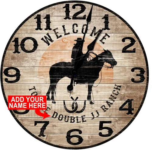 Miniatura 2 de Western Ranch - Reloj de pared redondo de aluminio de 12 pulgadas de diámetro