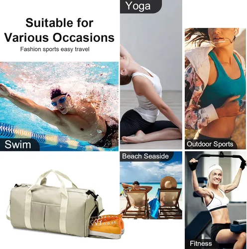 Miniatura 7 de ZGWJ Bolsa de viaje con relleno de hombro, impermeable, para mujeres y hombres, para natación, deportes, viajes, gimnasio, bolsa plegable