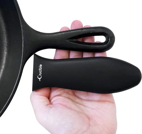 Miniatura 5 de Crucible Cookware Soportes de silicona para mango caliente (negro, paquete de 2 grandes)