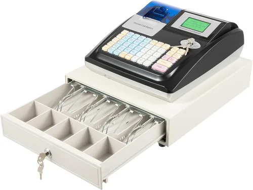 Miniatura 10 de Caja registradora, 48 llaves Caja Registradora para Negocio Cajón de caja registradora con teclas y luz de detección de efectivo Cabezal de #5 White