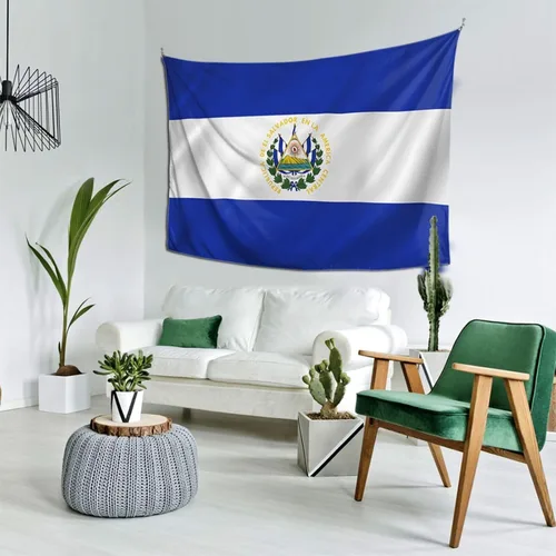 Miniatura 3 de Kkaingg Tapiz colgante de pared con bandera de El Salvador para dormitorio, estético, hippie de 60 x 40 pulgadas