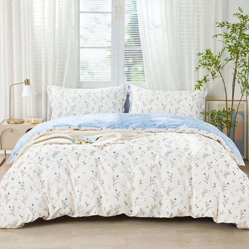 Miniatura 66 de SAPHREAS Juego de Funda de Edredón de Flores Rosas 2 piezas Algodón Estilo Jardín Campanilla Floral Ropa de Cama Juego de Funda de Edredón 100%