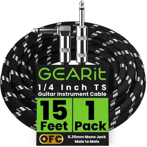 Miniatura 19 de GEARit Cable de instrumento de audio (10 pies) en ángulo recto a recto de 1/4 de pulgada macho a macho para cable AMP, base y guitarra eléctrica