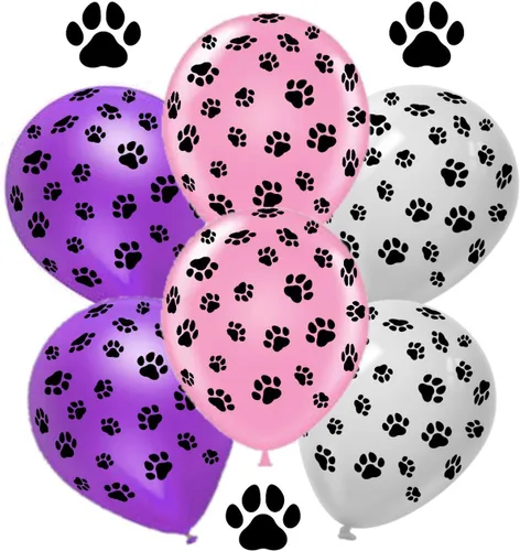Miniatura 7 de Paw Print Patrol - Globos de fiesta de 12 pulgadas, juego de 30 piezas de cumpleaños en varios colores azul, rojo, amarillo y blanco. Globos de Azul