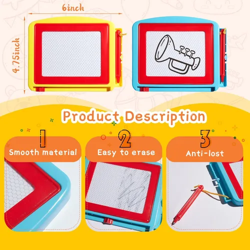 Miniatura 2 de Tinlade Paquete de 24 mini pizarras magnéticas de dibujo para niños, pequeña almohadilla de dibujo borrable, tableta de escritura para niños