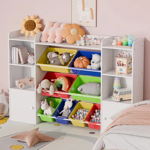 Miniatura 3 de Xilingol Organizador de almacenamiento de juguetes para niños con 8 contenedores de juguetes removibles, organizadores de juguetes de 4 niveles