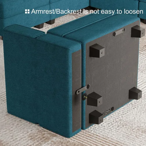 Miniatura 6 de Belffin Sofá seccional modular de tela Módulo de asiento medio Sofá Side Configuración libre Seccional Medio Azul pavo real