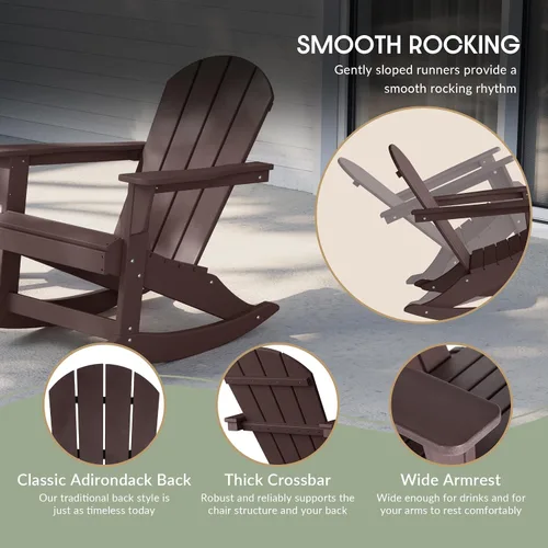 Miniatura 74 de WestinTrends Silla mecedora Malibu de poliéster para exterior/patio Adirondack, Negra