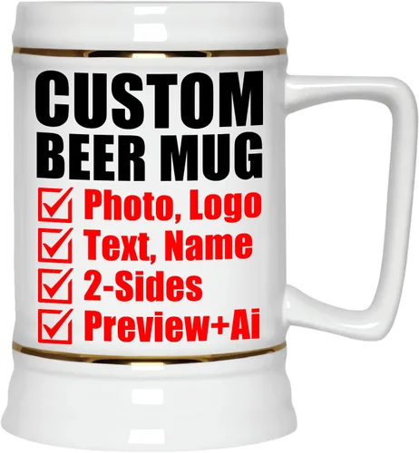 Taza de cerveza personalizada, jarra de cerveza personalizada con texto en imagen, tazas personalizadas con nombre y logotipo, taza de cerámica para