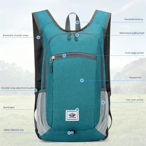 Miniatura 4 de DOJUNS Mochila de senderismo de 15 litros, mochila de viaje pequeña, ligera, plegable, plegable, mochilas de campamento para mujeres y hombres Negro