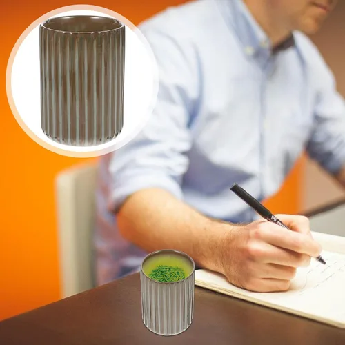 Miniatura 7 de Luxshiny Taza de café de cerámica sin asa Chino Japonés Estilo Porcelana Taza de té Vintage Stripe Drink Cup Tumbler para 10.1 fl oz Gris