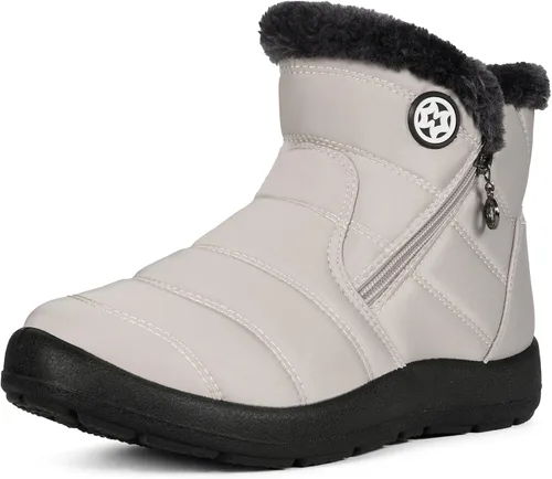 Miniatura 5 de Eagsouni Botas de nieve para mujer, botines de invierno para mujer, con forro de piel cálida, botines gruesos con cremallera, zapatos planos