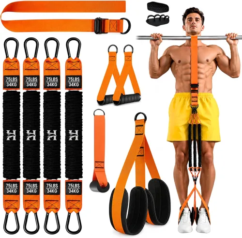 Bandas ajustables de asistencia para tracción con soporte para pies y rodillas, bandas de resistencia de servicio pesado para barra de tracción,