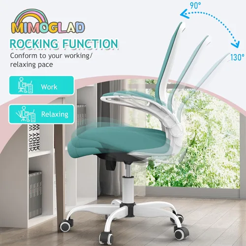 Miniatura 5 de Mimoglad Silla de oficina ergonómica de malla con respaldo alto, soporte lumbar ajustable, cojín de asiento grueso (moderno, azul Tiffany)