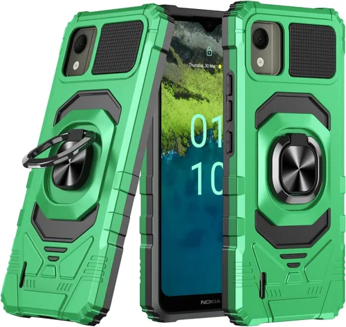Miniatura 9 de Funda para Nokia C110 con protector de pantalla de vidrio templado (cobertura máxima), protección de cuerpo completo [grado militar], funda BK