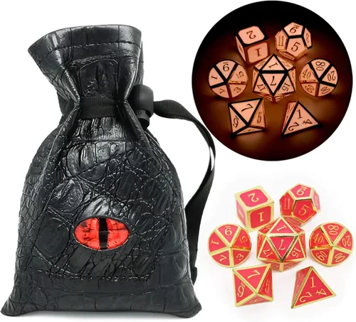 Miniatura 25 de Haxtec - Juego de dados de metal DND, dados poliédricos D&D compatibles con Dungeons and Dragons, regalo TTRPG, dados de metal bronce antiguo