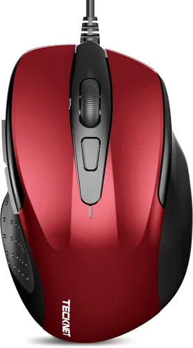 Miniatura 13 de Mouse óptico ergonómico USB alámbrico TeckNet Pro S2 para laptop, 6 botones, 2000DPI Gris