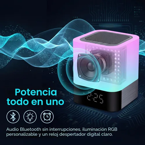 Miniatura 3 de Gallstep Luces nocturnas Altavoz Bluetooth, despertador, altavoces Bluetooth, sensor táctil, lámpara de noche regulable multicolor cambiante