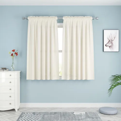 Miniatura 47 de UPOPO Cortinas de Niveles Beige Sobre Fregadero con Textura de Lino para Ventana de Cocina de 16 Pulgadas de Largo Caravana Privacidad Pequeñas