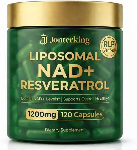 Suplemento NAD+, 1200 mg 120 cápsulas de ribósido de nicotinamida con resveratro, aumenta los niveles de NAD+, energía celular y apoyo al