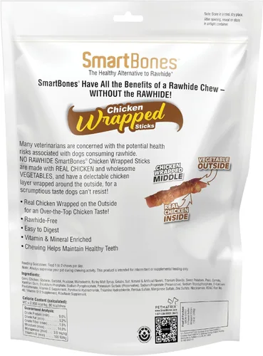 Miniatura 2 de SmartBones Palitos envueltos en pollo para perros con mantequilla de maní real, sin piel cruda, 8 unidades (paquete de 24)
