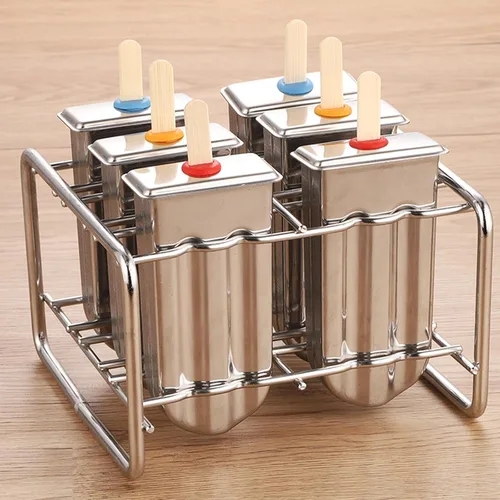 Miniatura 7 de Moldes de paletas de acero inoxidable, juego de 6 moldes para hacer helados, moldes de paletas caseras reutilizables de metal con palos y bolsas