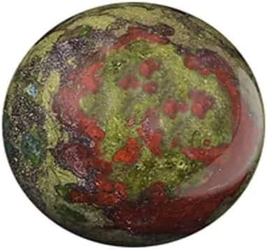 Miniatura 3 de Figura de esfera de adivinación de cuarzo curativo con bola de jaspe de sangre de dragón natural, con soporte de madera, 1.96 pulgadas