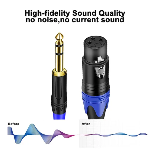 Miniatura 4 de Cable de micrófono doble de 0.250 in de 1/4 pulgadas a XLR, cable de conexión divisor en Y de audio macho de 0.250 in a XLR, cable adaptador