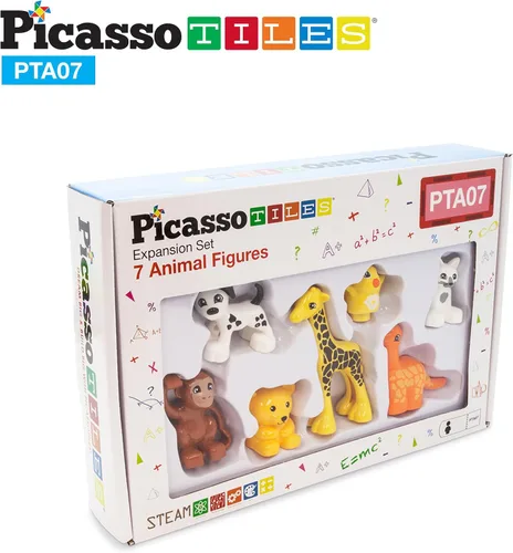 Miniatura 8 de PicassoTiles Juego de figuras de acción de animales magnéticos para imán, bloque de construcción educativo, kit de aprendizaje STEM de construcción