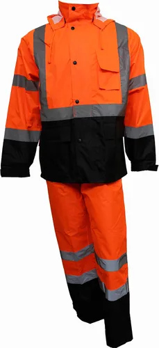 Miniatura 5 de New York Hi-Viz Workwear RK Safety RW-CLA3 Clase 3 Traje de lluvia, chaqueta, pantalones de alta visibilidad, fondo negro reflectante