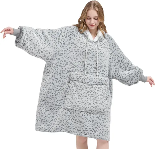 Miniatura 12 de Qeils Manta con Capucha Portátil para Mujeres, Cómoda Sudadera Sherpa como Regalo de Cumpleaños y Navidad, Chaqueta de Gran Tamaño con Capucha