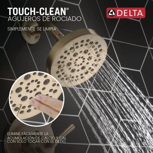 Miniatura 6 de Delta Saylor - Juego de grifo de ducha serie 14 de 5 ajustes, juego de cabezal de ducha y mango de oro cepillado, kit de moldura de válvula, bronce