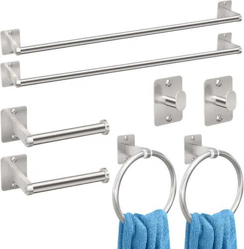 Miniatura 13 de KLJKPA - Juego de accesorios de baño, juego de 4 piezas de accesorios de baño dorados, barra de toalla de 24 pulgadas, toalleros para baño, ganchos