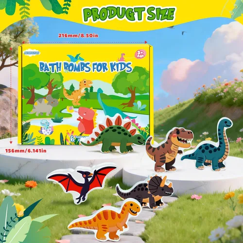 Miniatura 9 de Bombas de baño de Pascua para niños, regalos de bomba de baño de dinosaurio para niños y niñas, paquete de 6 burbujas hechas a mano, ideales