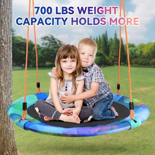 Miniatura 6 de Asiento de columpio de árbol de platillo de 40 pulgadas para niños, columpio para exteriores
